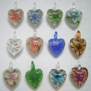 10st Lot Multicolor Heart Murano Lampwork Glass Pendants For DIY Craft Fashion Jewelry Gift PG012345