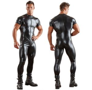 Lingerie sexy sexy gay men039s bondage fetiche estiramento pvc olhar látex elastano macacão bodysuit n9493331874