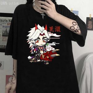 Damen-T-Shirt Genshin Impact T-Shirt Arataki Itto T-Shirt Game Graphic T-Shirt Damen Kawaii Kleidung Mädchen Großes lässiges Top 100 % Baumwolle 240322