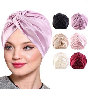 Ball Caps Girl's Baseball Cap Womens Solid Color Imitation Silk Double Layer Sleeping Hat Twisted Headband Beauty Makeup 47