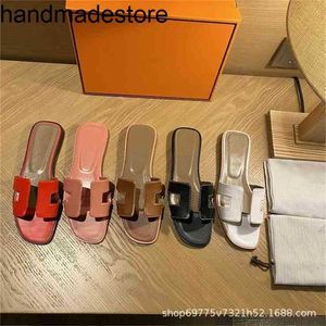 Slipper Top Orans Classic Sandal Designer Original Summer Palm Sheep Print Flat Bottom Fashion Wear Leather Sand Line with Logo