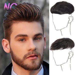 Peça nova concubina topper de cabelo sintético para homens com cabelo fino 16*18 natural preto clipon peruca de cabelo clipe em peças de cabelo