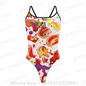 Women's Swimwear Love The Pain Swimsuit Female One-piece Sexy Swimming Tech Back Long Practise Pro Team Training Comfortable Equipment