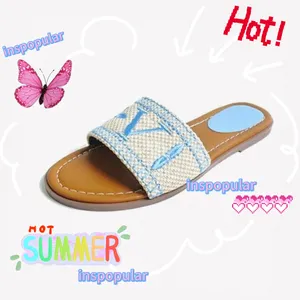 Designer Slides Flats Knitted Embroidered Slippers Luxury Brand 1854 Vintage Shoes Louiso Pairs Summer Beach Vacation Women Sandals Comforts Size EUR 35-41