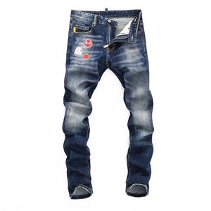 Tr apstar azul jeans masculino lavagem legal cara jeans clássico hip hop rock moto masculino design casual fino denim motociclista d2 jeans 8460