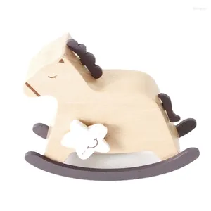 Dekorativa figurer över Rainbow Wood Rocking Horse Wind Up Music Box Yunsheng Mechanism Movement Musical For Birthday Home Decor