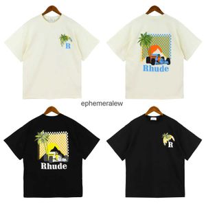 Erkek Tişörtler Erkekler Kadın Moonlight Tropikal Gevşek Siyah ve Beyaz Badem Kısa Kollu T-Shirt Çift Günlük Yuvarlak Boyun H240401