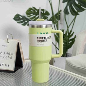 Canecas Canecas Estoque com 40oz Caneca Copo com Alça Isolada Tumblers Tampas Palha Aço Inoxidável Café Termos Cup JY24 Q240322