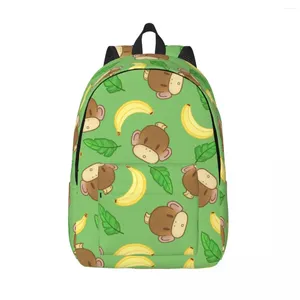 Mochila Engraçado Macacos Marrons E Bananas Masculino Estudante Escolar Feminino Grande Capacidade Laptop