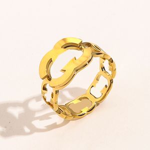 20style Designer Branded Letter Band Rings Gold Plated Diamond Insert Stainless Steel Love Wedding Jewelry Fine Finger Ring