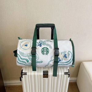 2024 New Starbucks designer fashion outdoor travel Tote bag Sports fitness Yoga large capacity women's men white green canvas storage bag