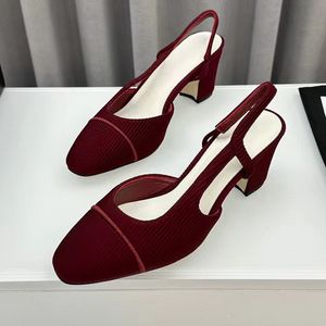 gorąca wyprzedaż kobiety Chunky Obcas Sandały Summer Nowy przyjęcie Wysokiej jakości oryginalna skórzana wkładka i podeszwa kobieta klasyczna slingback wysokie obcasy żeńska kobieta