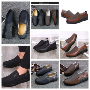 Sapatos casuais gai tênis esportam sapatos de pano de pano único negócio comercial clássico top sapato de sapato sola sola sapato de couro liso de couro preto conforto macio tamanho 38-50