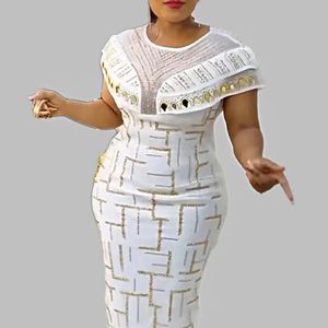 Short Sleeve African Dresses for Women Turkey Wedding Party Dress Dashiki Diamond Ankara Outfits Robe Muslim Africa Clothes 240309