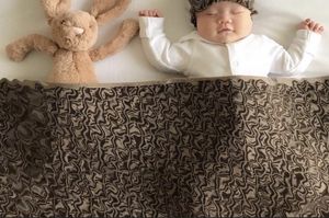 Luxury Double Letter Babies' Woolen Blanket Small Quilt Pure Cotton Newborn Knitted Blanket Chenille Double Layer