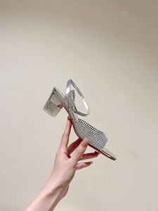 2024 Super Fashion Luxury Women 's Thican Heel Heel Sandals Hot Diamond Sandals 디자이너 여성 패션 신발 고급 붉은 단독 샌들