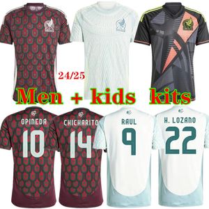 2024 Mexikos fotbollströjor hem borta E. Alvarez Raul Lozano dos Santos 24 25 Chicharito Men and Kids Women Football Shirt Uniforms S-4XL