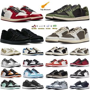 Låg 1 Cactus X Black Olive 1s Mens Basketball Shoes Rookie Card Away Game Royal Light Smoke Gray Bred Toe Shadow Team Red Unc Court Purple Men Trainers Sport Sneakers