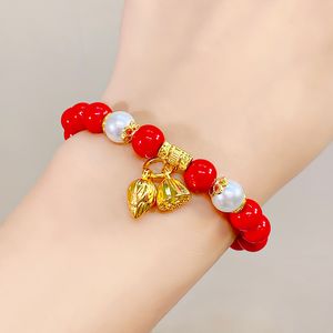 Pulseiras de miçangas de vidro para meninas, pingente de borla doce, embrulho de dedo, tocação macia, torção manual, estudante de jóias artesanais de jóias cinco