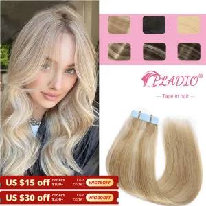 Extensões fita adesiva Pladio em extensões de cabelo Humano Cabelo natural Cabelo natural European Lar