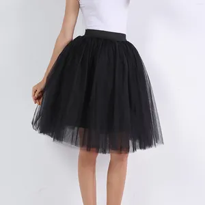 Skirts Fashion Tulle Skirt Women Pleated Tutu Wedding Bridal Bridesmaid Overskirt Petticoat Knee Length Long Adult