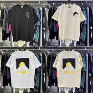 Men's T-Shirts New T-shirt Simple Casual Moon Peak Letter Printed Short Sleeve Round Neck Loose Mens Clothing H240401