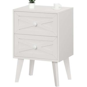 Lerliuo Table, White End 2 Drawers Barn Door Decoration, Middy Modern Bedside With Storage Space, Solid Wood Ben Cabinet toalettbord Lämpligt för levande