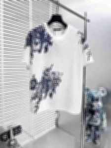 T-shirt da uomo firmata 24 Tide Brand Primavera/Estate New Flower Ink Jacquard T-shirt a maniche corte con graffiti allentati per il tempo libero da uomo e da donna