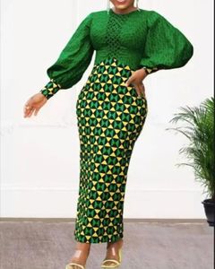 Afrykańskie sukienki dla kobiet Autumn Dashiki Bodycon Ubrania Maxi Sukienka Moda Elegancka damska odzież S2XL 240309