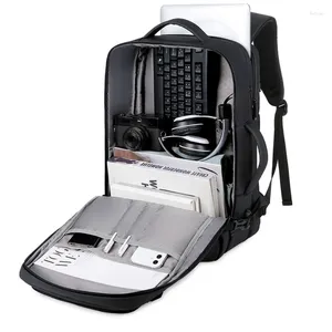 Mochila 40L Porta de carregamento USB extensível Inglês Cavalheiro Bolsa para laptop de 16 polegadas à prova d'água Multi-funcional Viagem de negócios