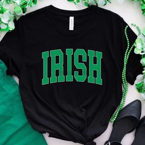 Camiseta feminina Y2k moda estilo simples camisa grande carta verde camisa irlandesa conforto cores dia de São Patrício camiseta verão legal sorte camiseta 240323