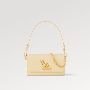 Explosão feminina M24548 Twist West bolsa de couro Epi elegante formato alongado legal nova casa moda tons modernos bolsa estilos corrente banana couro amarelo liso