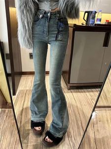 Women's Jeans Slim Vintage Flare For Women 2024 Fashion Office Ladies High Waist Stretchy Casual Streetwear Chic Denim Pants