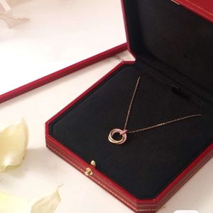 screw choker necklaces carter jewelry Three Ring Necklace Full Body s925 Sterling Silver Thick Plated 18K Gold C Pink Diamond Three Ring Three Pendant Collar Chain Fe