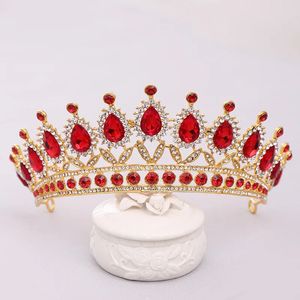 Модная цветная циркониевая корона с каплей воды, цинковый сплав, роскошная инкрустированная бриллиантами женская ювелирная продукция для свадебной церемонии 240313