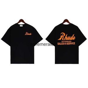 Men's T-Shirts Classic Style Casual Orange Letter Printed T-shirt Mens Couple Retro Washing Fashion Large Inner Label H240401