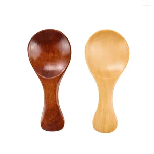 Cucchiai 1PC Manico corto in legno Tè Latte Cucchiaio Gelato Caviale Caffè Carino Miele Bambini Stoviglie Zuppa Utensili da cucina