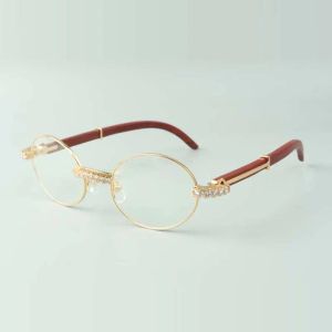 Armações de óculos de designer XL Diamond 7550178 armação redonda retrô com pernas de madeira e lentes transparentes