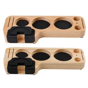 Wood Universal Coffeeware Portafilter Holder Tamper Stand Espresso Distributor Mat Rack Coffee Maker Accessories Gift 240318