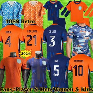 3xl 4xl 2024 Holandia Memphis Europejska Puchar 24 25 Holland Jersey de Jong Virgil Dumfries Bergvijn Ake de Ligt Men Kit Kit Vintage Football Shirt Retro 1988