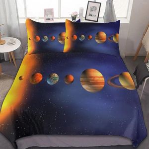 Yatak Seti 3 Parçalı Set (1 Yorgan Kapak 2 Yastık Şems) Güneş Sistemi Stili 86 