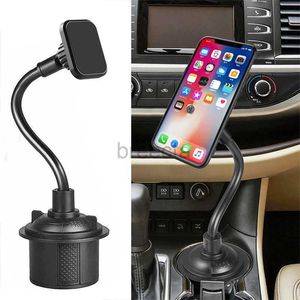 Mobiltelefonmonteringshållare XMXCZKJ Magnetic Car Cup Holder Phone Mount Justerbar Gooseneck mobiltelefonhållare för de flesta smartphones för iPhone Huawei 240322