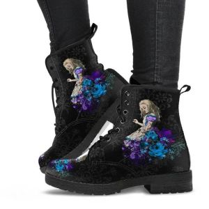 Stiefel Frauen Knöchelstiefel Low Heels Schuhe Frau Vintage PU Leder Herbst warme Winter hohe Schneestiefel 2022 Schädel Blumendruckstiefel