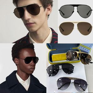 Mens Cool Black Metal Frame Sunglasses Womens Fashion Oval Frame Sunglasses Designer Clássico Óculos Integrados com Capa Protetora GG0908S