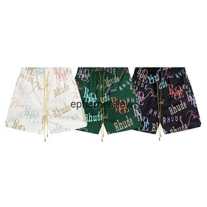 Men's Shorts Leisure Beach Style Inner Net Green Almond Black Short Colored Letter Full Print with Label Ultra Thin H240401