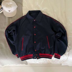 Myq Short Lapel Men's 2023 Autumn New Korean Loose Contrasting Baseball Jacket Top