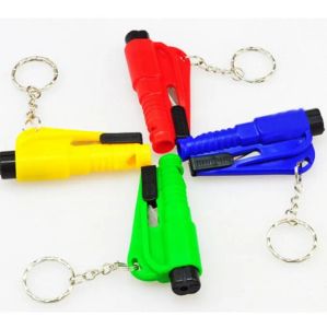 8 färger Livsbesparande Hammer Key Chain Rings Portable Self Defense Keychains Emergency Rescue Car Accessories Seat Belt Window Break LL