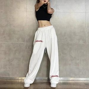 Kvinnors byxor 2024 Streetwear White Sweatpants Women Korean Style Letter Print Black Track Overized Harajuku Hip Hop Joggers Y2K