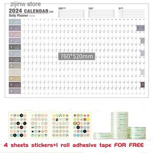 Kalender 2024 Kalender Planner Worksheet Kawaii to Do List Daily Plan Annual Calender Schema Organizer Home Office Supplies Y240322