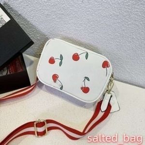 Projektant -nadruk torby z kamerą Cherry Torby dla kobiet brązowy łańcuch torebki skórzane skórzane torebki portfel